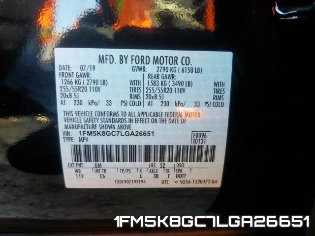 1FM5K8GC7LGA26651 фото 2