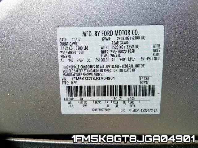 1FM5K8GT8JGA04901 фото 2