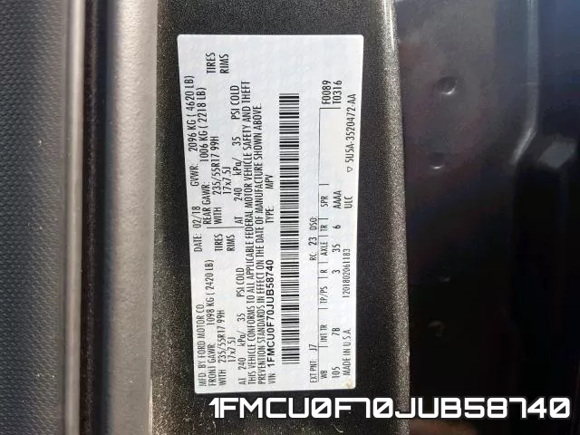 1FMCU0F70JUB58740 фото 2