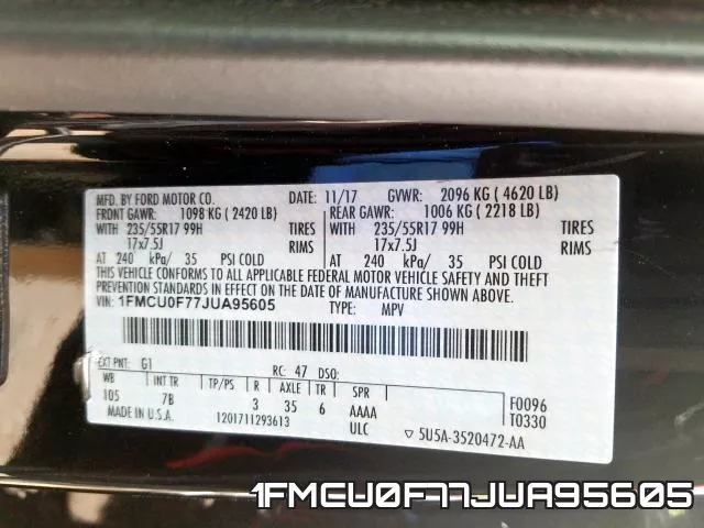 1FMCU0F77JUA95605 фото 2