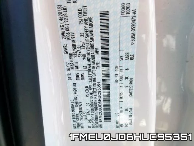 1FMCU0JD6HUC95351 фото 2