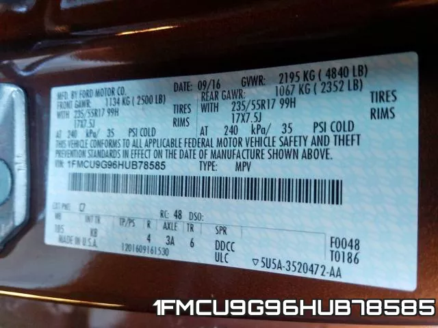 1FMCU9G96HUB78585 фото 2