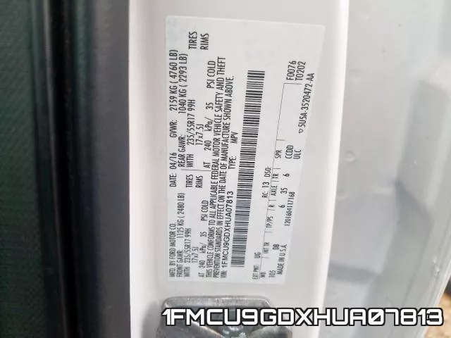 1FMCU9GDXHUA07813 фото 2