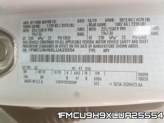 1FMCU9H9XLUA25554 фото 2
