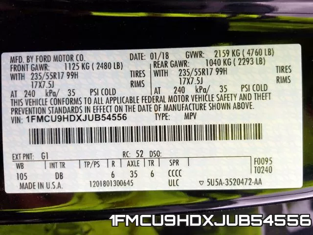 1FMCU9HDXJUB54556 фото 2