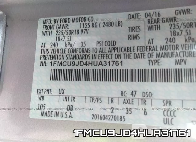 1FMCU9JD4HUA31761 фото 10