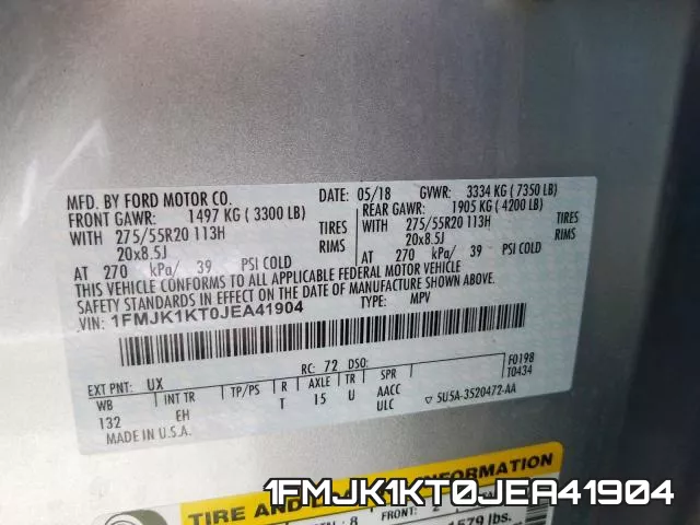 1FMJK1KT0JEA41904 фото 2