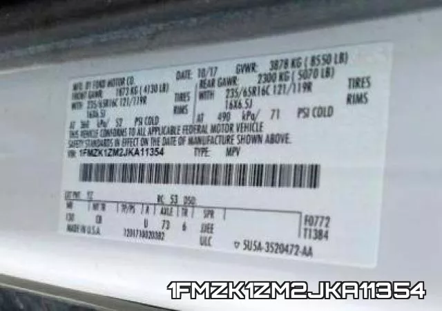 1FMZK1ZM2JKA11354 фото 2