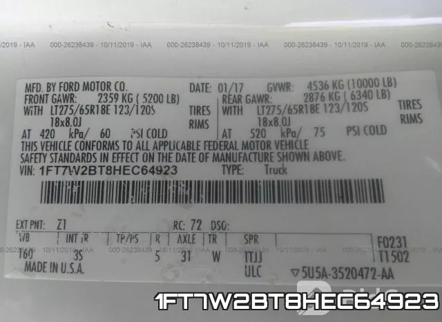 1FT7W2BT8HEC64923 фото 10