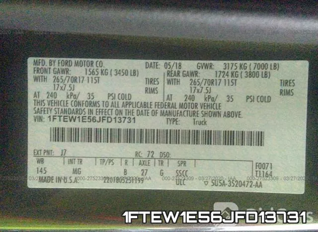1FTEW1E56JFD13731 фото 10