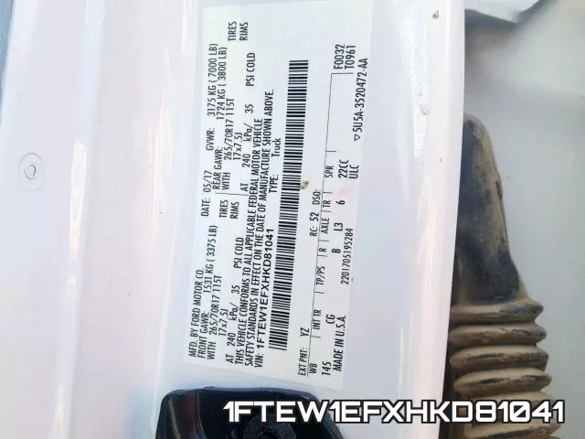 1FTEW1EFXHKD81041 фото 2