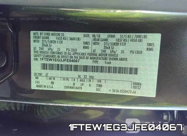 1FTEW1EG3JFE04067 фото 10