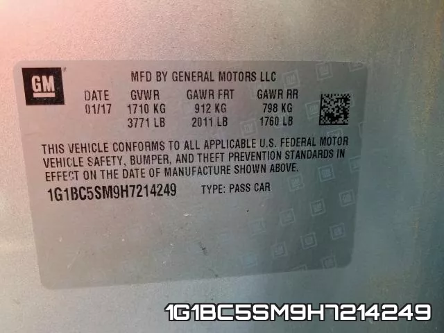 1G1BC5SM9H7214249 фото 2