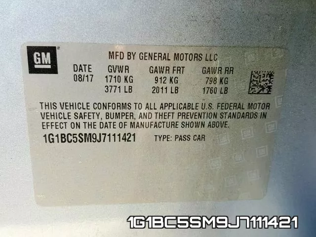 1G1BC5SM9J7111421 фото 2