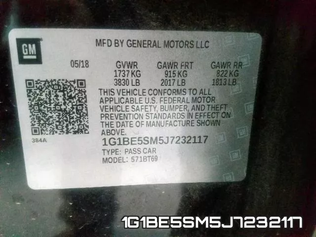 1G1BE5SM5J7232117 фото 2