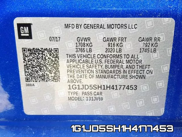 1G1JD5SH1H4177453 фото 2