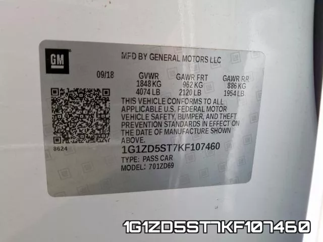 1G1ZD5ST7KF107460 фото 2