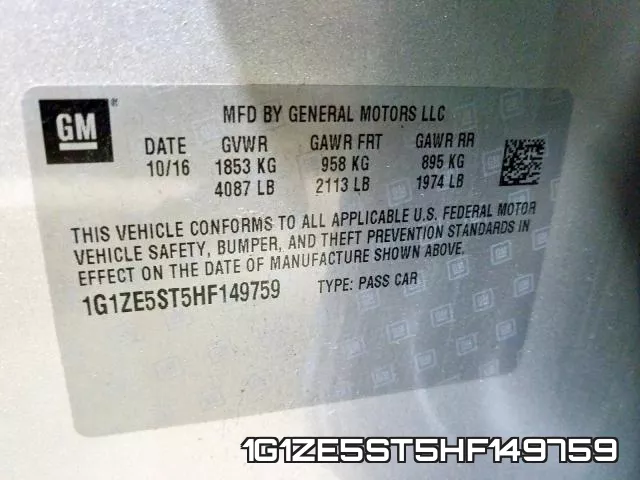 1G1ZE5ST5HF149759 фото 2