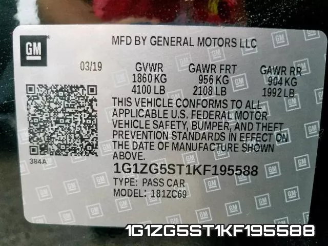 1G1ZG5ST1KF195588 фото 2