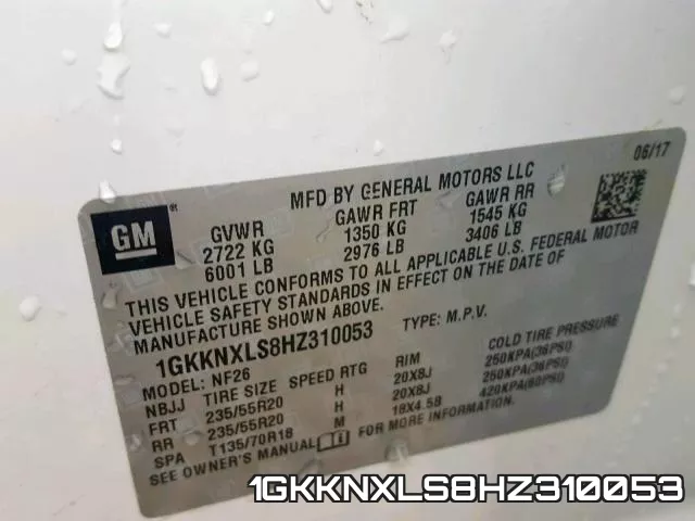 1GKKNXLS8HZ310053 фото 2