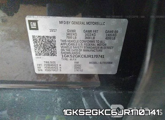 1GKS2GKC6JR170741 фото 10