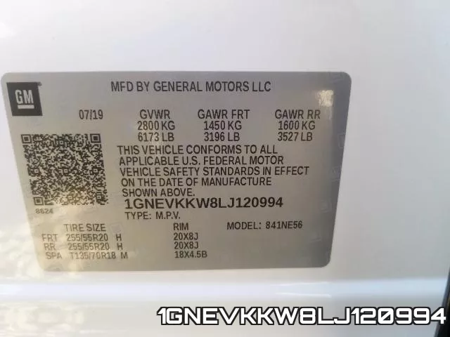 1GNEVKKW8LJ120994 фото 2