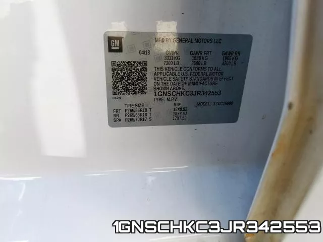 1GNSCHKC3JR342553 фото 2