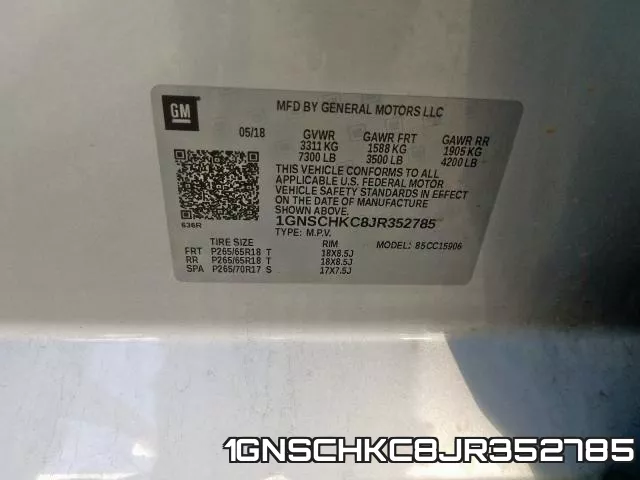1GNSCHKC8JR352785 фото 2