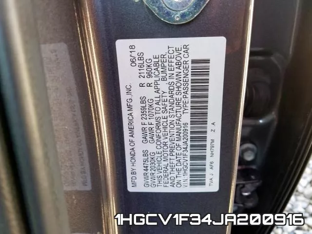 1HGCV1F34JA200916 фото 2
