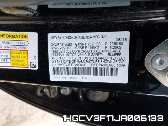 1HGCV3F17JA006133 фото 2
