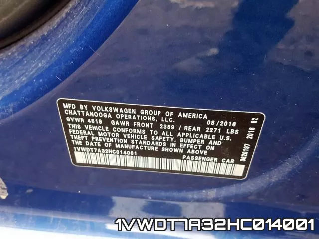 1VWDT7A32HC014001 фото 2