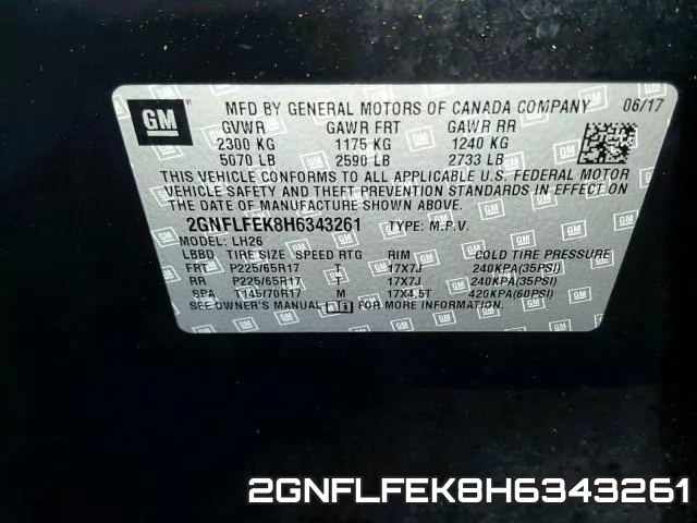 2GNFLFEK8H6343261 фото 2