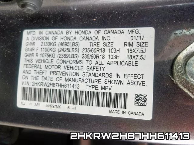 2HKRW2H87HH611413 фото 2