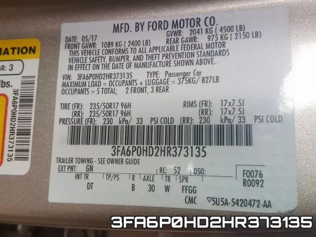 3FA6P0HD2HR373135 фото 2