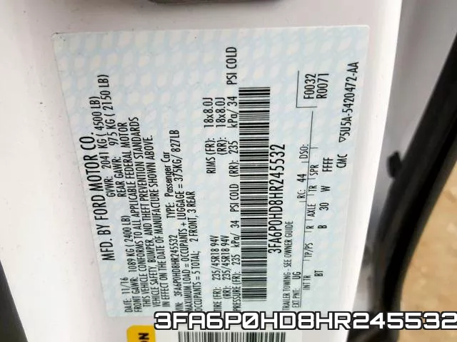 3FA6P0HD8HR245532 фото 2