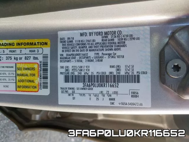 3FA6P0LU0KR116652 фото 2