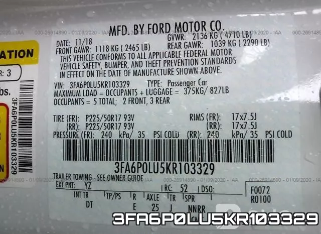 3FA6P0LU5KR103329 фото 10