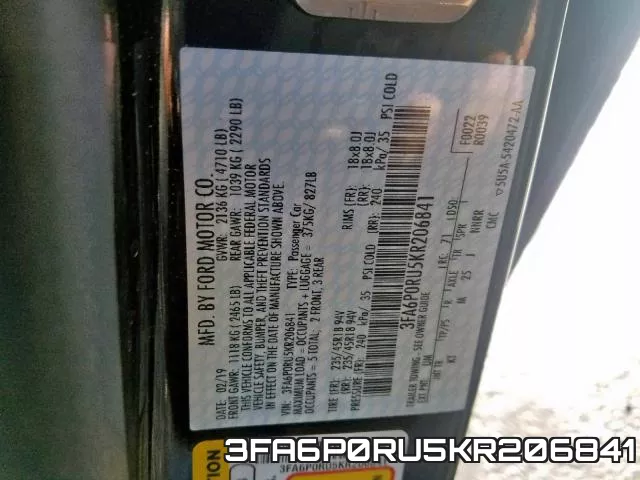 3FA6P0RU5KR206841 фото 2
