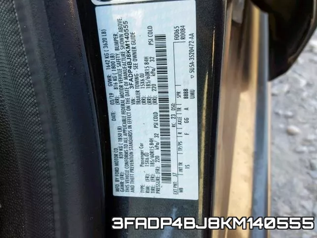 3FADP4BJ8KM140555 фото 2