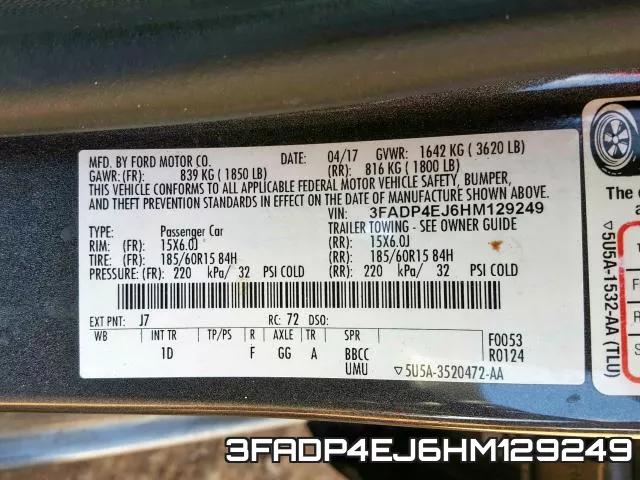 3FADP4EJ6HM129249 фото 2