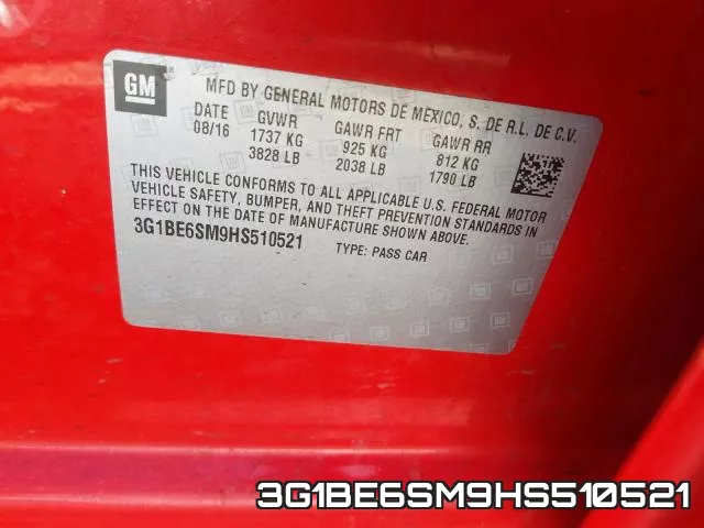 3G1BE6SM9HS510521 фото 2