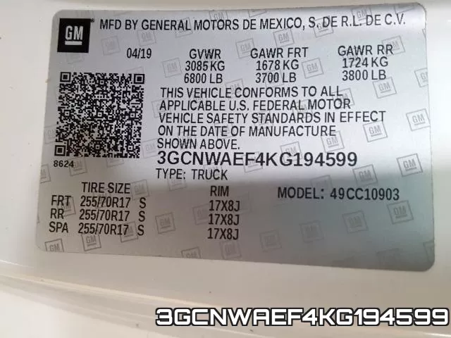 3GCNWAEF4KG194599 фото 2