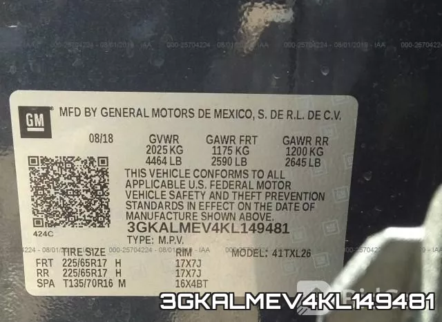 3GKALMEV4KL149481 фото 10