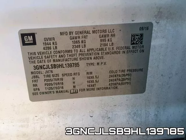 3GNCJLSB9HL139785 фото 2
