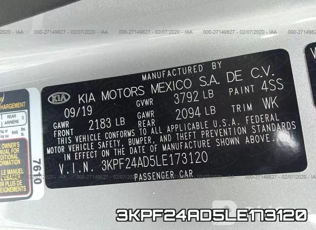 3KPF24AD5LE173120 фото 10