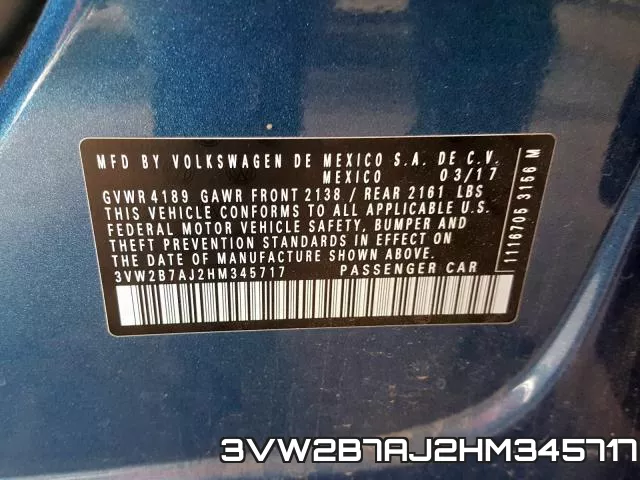 3VW2B7AJ2HM345717 фото 2