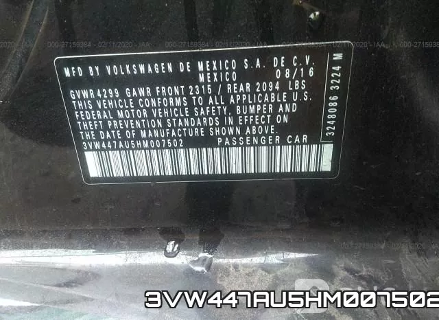 3VW447AU5HM007502 фото 10