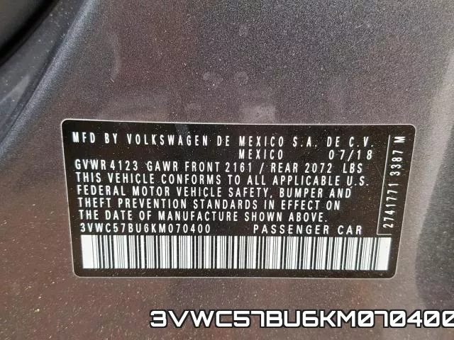 3VWC57BU6KM070400 фото 2