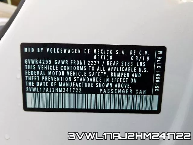 3VWL17AJ2HM241722 фото 2