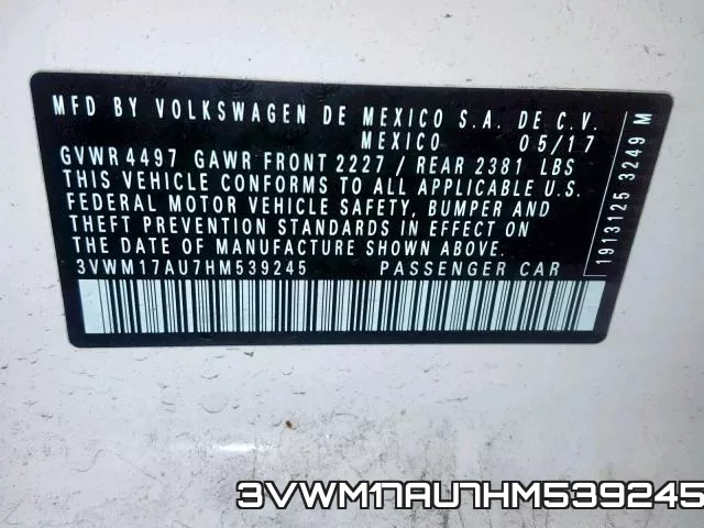 3VWM17AU7HM539245 фото 2